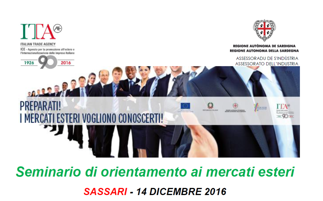 Internazionalizzazione: il 14 dicembre a Sassari un seminario gratuito di orientamento ai mercati esteri