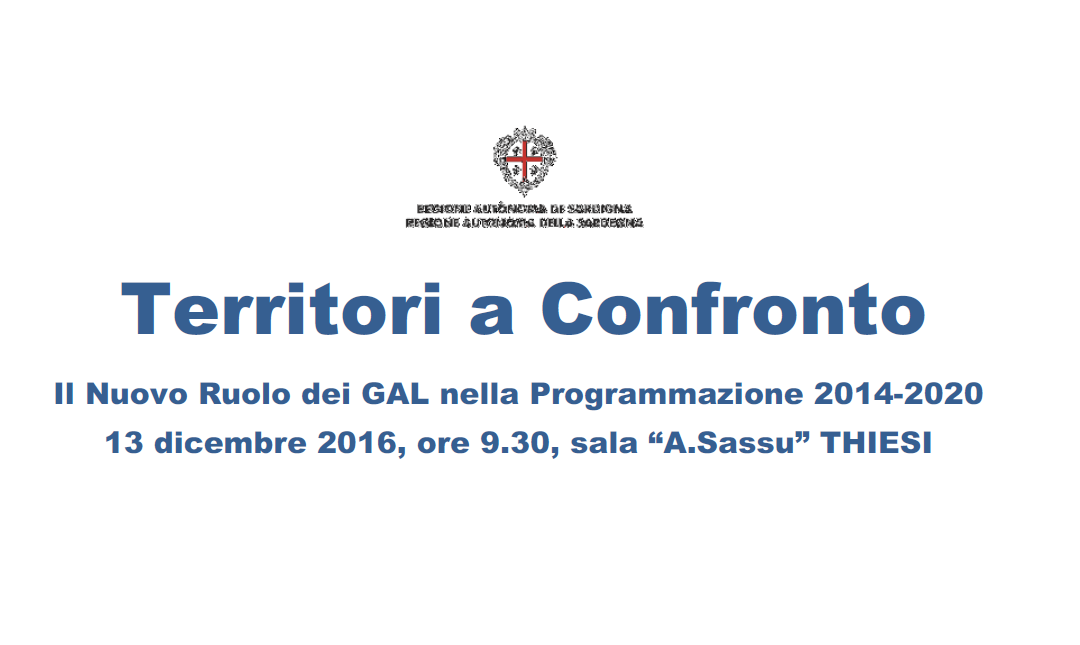 Il 13 dicembre a Thiesi una Tavola Rotonda sul ruolo del GAL nella programmazione 14-20