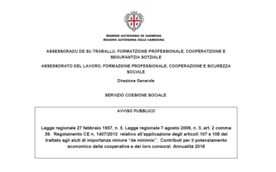 Contributi per il potenziamento economico delle cooperative 2016 – L.R. 5/57