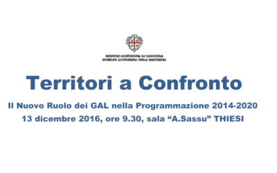 Il 13 dicembre a Thiesi una Tavola Rotonda sul ruolo del GAL nella programmazione 14-20