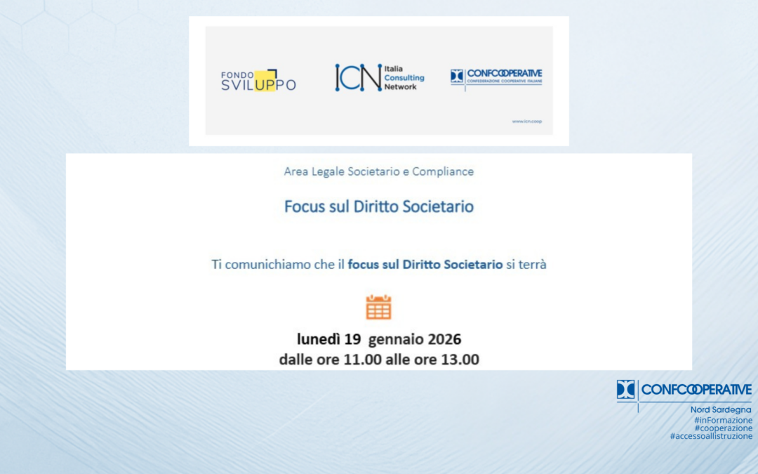 Seminario online ICN e Fondosviluppo: aggiornamento di diritto societario per le cooperative